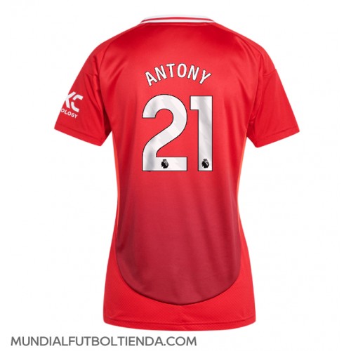 Camiseta Manchester United Antony #21 Primera Equipación Replica 2024-25 para mujer mangas cortas